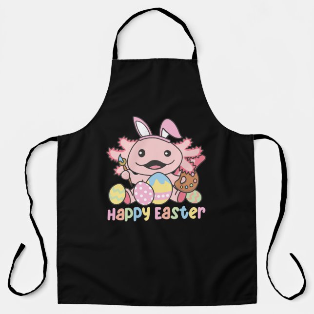 Happy Easter Cute Axolotl Easter With Easter Eggs Apron (Front)