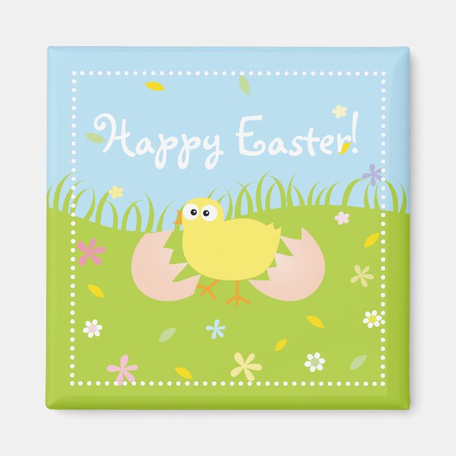 Happy Easter Cute Baby Chick Magnet (Front)
