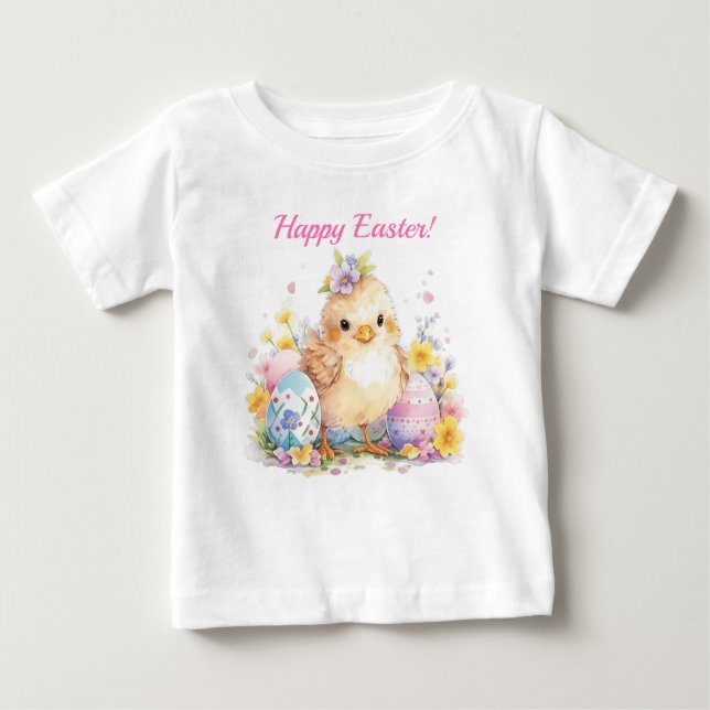 Happy Easter Cute Baby Chick  T-Shirt (Front)