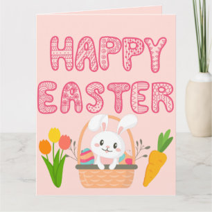 Happy Easter Cute Beautiful Ester Eggs & Bunny Card
