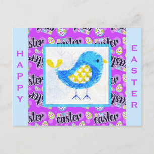 Happy Easter Cute Blue Chick Postcard