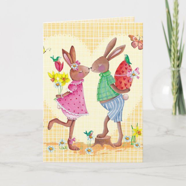 Happy Easter Cute Bunnies | Easter Card (Front)