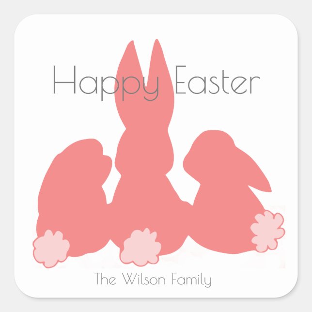 Happy Easter | Cute Bunnies | Personalised Sticker (Front)