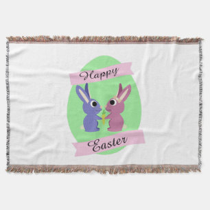 Happy Easter! Cute bunnies Throw Blanket