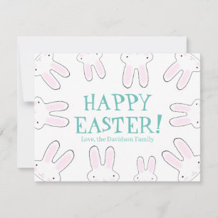 Happy Easter cute bunny bunnies custom text fun Holiday Card