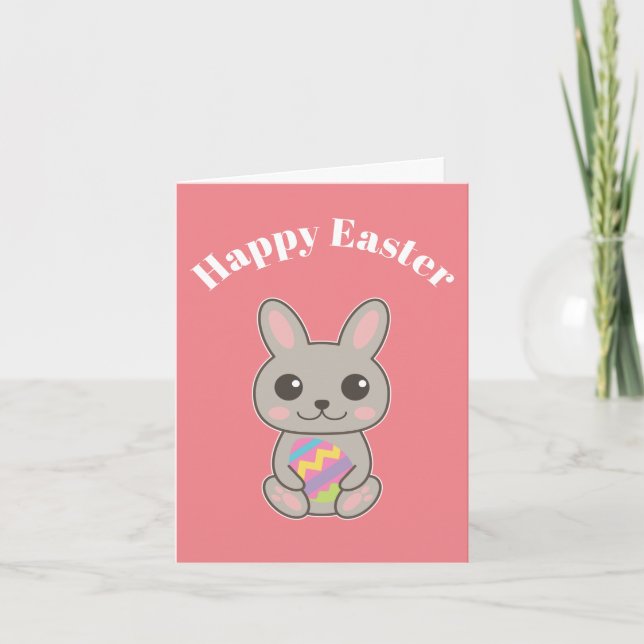 Happy Easter Cute Bunny Card (Front)