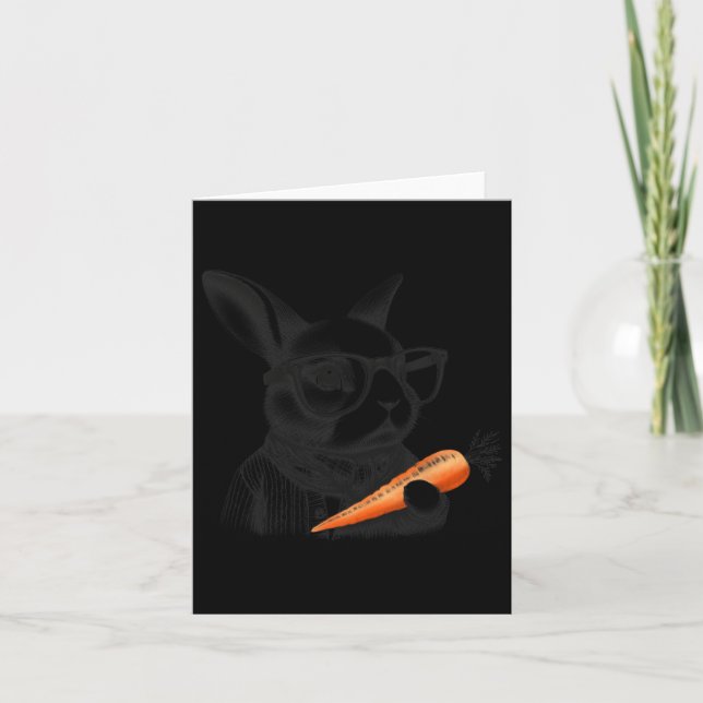 Happy Easter Cute Bunny Carrots Funny Gles  Card (Front)