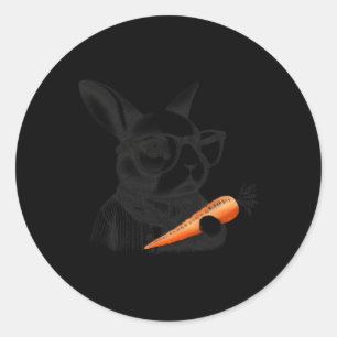 Happy Easter Cute Bunny Carrots Funny Gles Classic Round Sticker