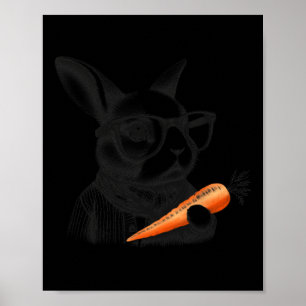 Happy Easter Cute Bunny Carrots Funny Gles Poster