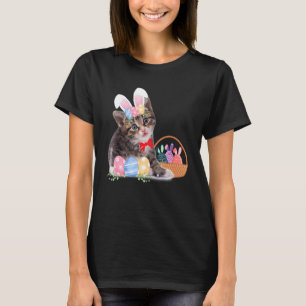 Happy Easter Cute Bunny Cat Eggs Basket Men Women  T-Shirt