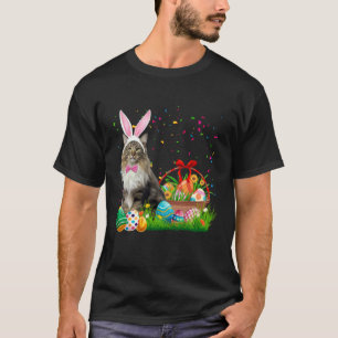 Happy Easter Cute Bunny Cat Eggs Basket Men Women  T-Shirt