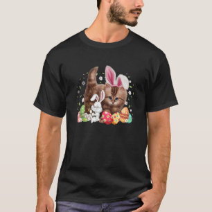 Happy Easter Cute Bunny Cat Eggs Basket Men Women T-Shirt