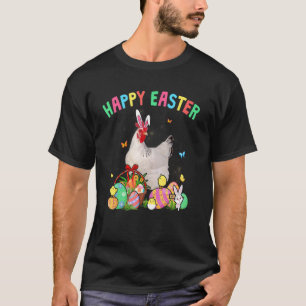 Happy Easter Cute Bunny Chicken With Eggs Basket C T-Shirt