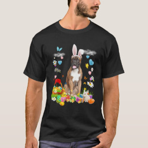 Happy Easter Cute Bunny Dog Boxer Eggs Basket Funn T-Shirt