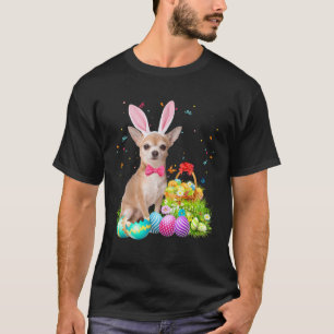 Happy Easter Cute Bunny Dog Chihuahua Eggs Basket T-Shirt