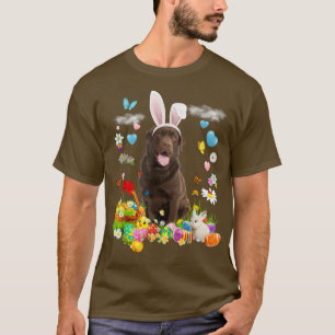 Happy Easter Cute Bunny Dog Chocolate Lab Eggs Bas T-Shirt