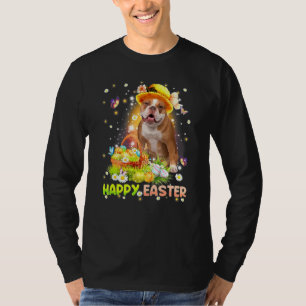 Happy Easter Cute Bunny Dog English Bulldog Eggs B T-Shirt
