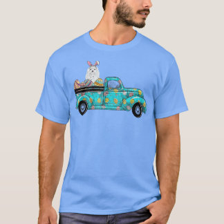 Happy Easter Cute Bunny Dog Maltese Eggs Old Truck T-Shirt
