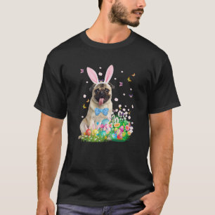 Happy Easter Cute Bunny Dog Pug Eggs Basket Funny T-Shirt