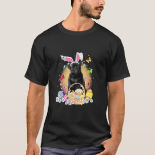 Happy Easter Cute Bunny Dog Pug Eggs Basket T-Shirt