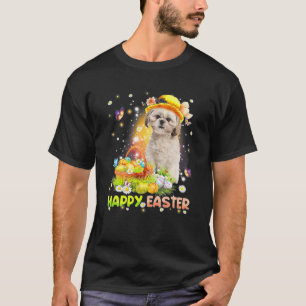 Happy Easter Cute Bunny Dog Shih Tzu Eggs Basket F T-Shirt