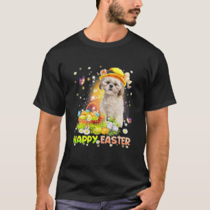 Happy Easter Cute Bunny Dog Shih Tzu Eggs Basket F T-Shirt