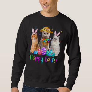 Happy Easter Cute Bunny Ears Cat Eggs Basket Men W Sweatshirt