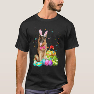Happy Easter Cute Bunny German Shepherd Eggs Baske T-Shirt