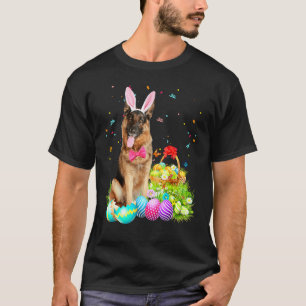 Happy Easter Cute Bunny German Shepherd Eggs Baske T-Shirt