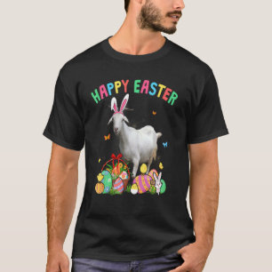 Happy Easter Cute Bunny Goat With Easter Eggs Bask T-Shirt