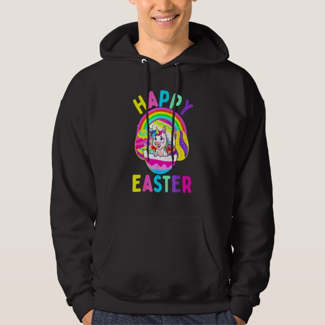 Happy Easter Cute Bunny Golden Retriever Wearing B Hoodie (Front)