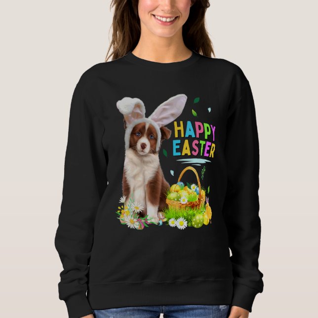 Happy Easter Cute Bunny Golden Retriever Wearing B Sweatshirt (Front)