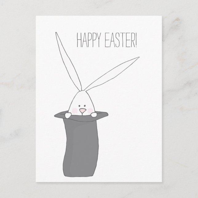 Happy Easter! Cute Bunny in a Top Hat Postcard (Front)