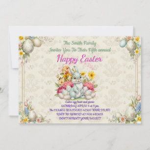 Happy Easter Cute Bunny Invitation
