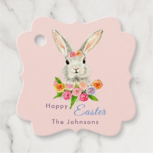 Happy Easter cute Bunny pink Favour Tags