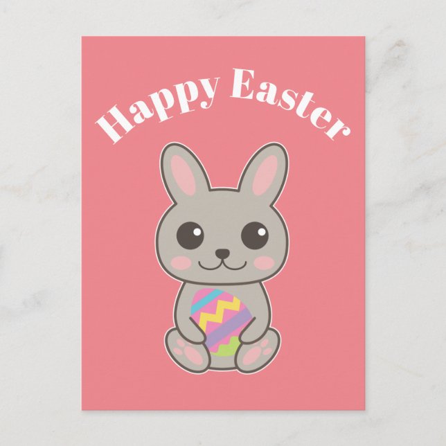 Happy Easter Cute Bunny Postcard (Front)