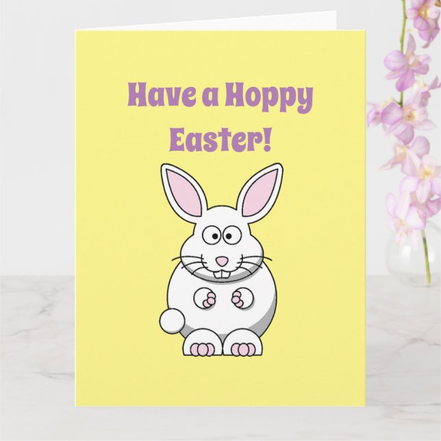 Happy Easter Cute Bunny Rabbit Cartoon Card (Orchid)