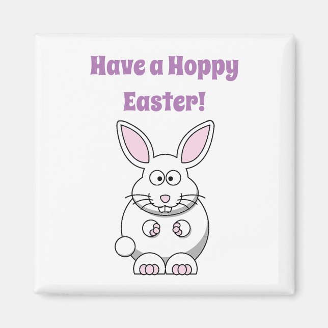 Happy Easter Cute Bunny Rabbit Cartoon Magnet (Front)