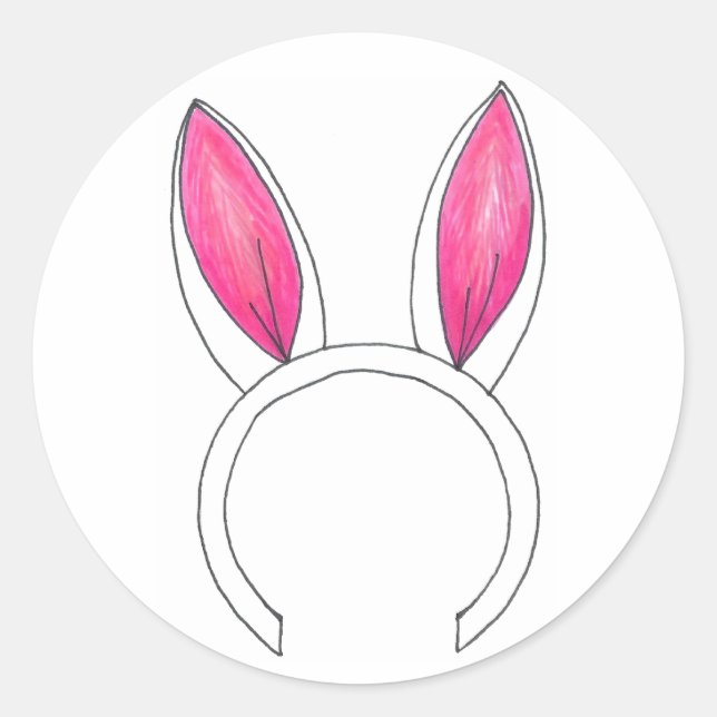 Happy Easter Cute Bunny Rabbit Ears Baby Shower Classic Round Sticker (Front)