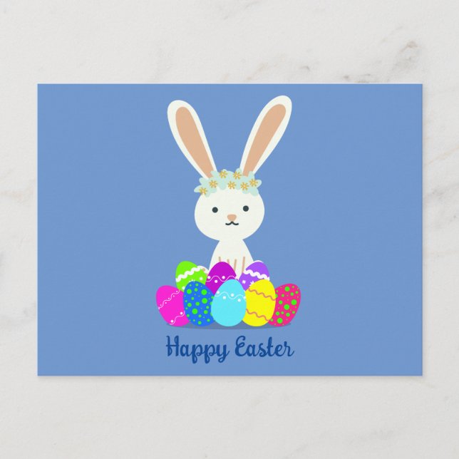 Happy Easter Cute Bunny Rabbit Postcard (Front)