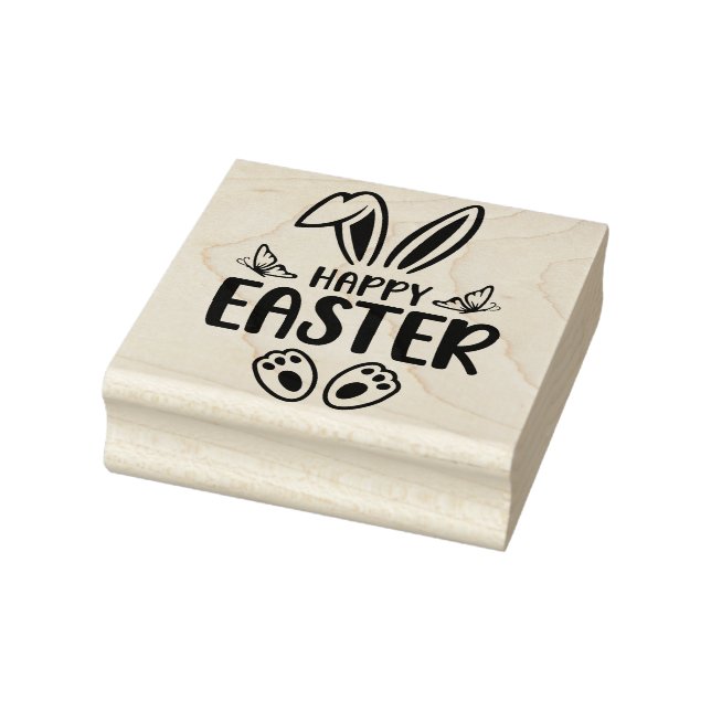 "Happy Easter" Cute Bunny  Rubber Stamp (Stamp)