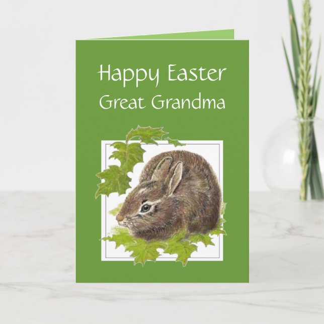 Happy Easter Cute Bunny Special Great Grandma Holiday Card (Front)