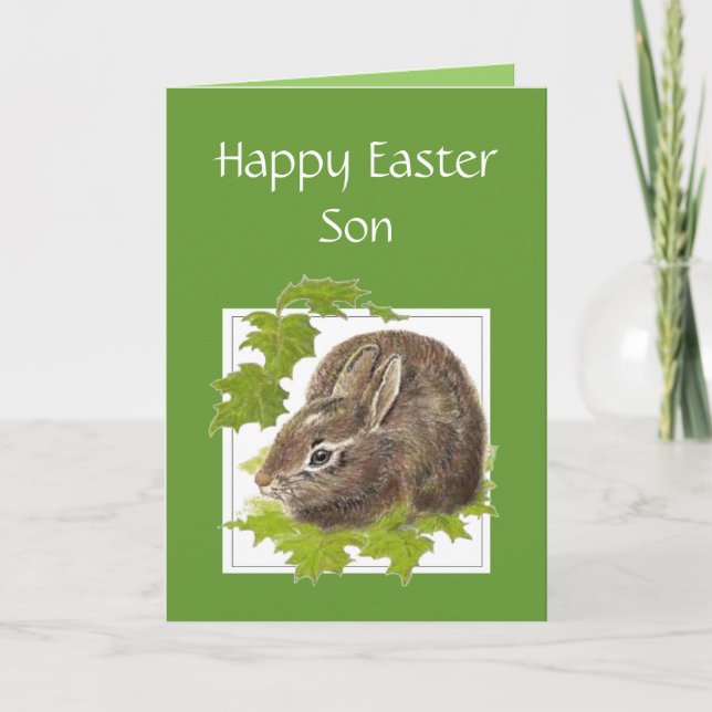 Happy Easter Cute Bunny Special Son Holiday Card (Front)