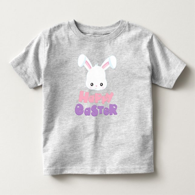 Happy Easter, Cute Bunny, White Bunny, Rabbit Toddler T-Shirt (Front)