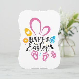 Happy Easter Cute Bunny With Easter Eggs