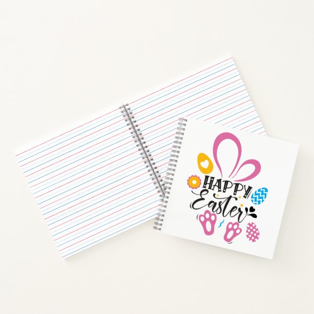 Happy Easter Cute Bunny With Easter Eggs Notebook (Inside)