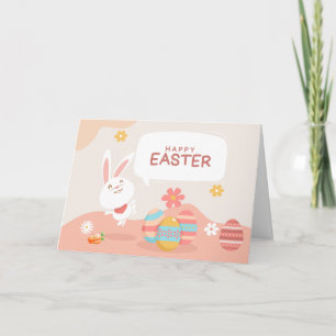 Happy Easter Cute Cartoon Bunny  Card