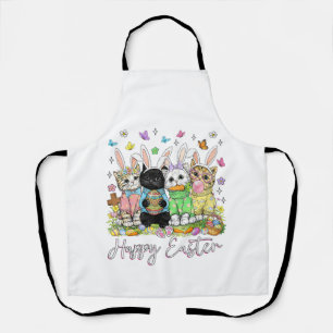 Happy Easter Cute Cat Lover Bunny Easter Day Women Apron