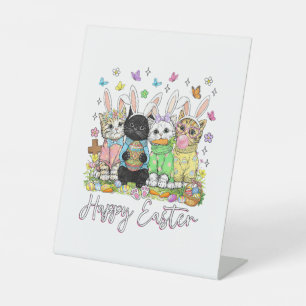 Happy Easter Cute Cat Lover Bunny Easter Day Women Pedestal Sign