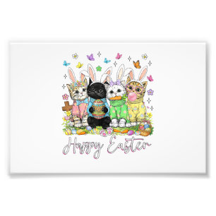 Happy Easter Cute Cat Lover Bunny Easter Day Women Photo Print